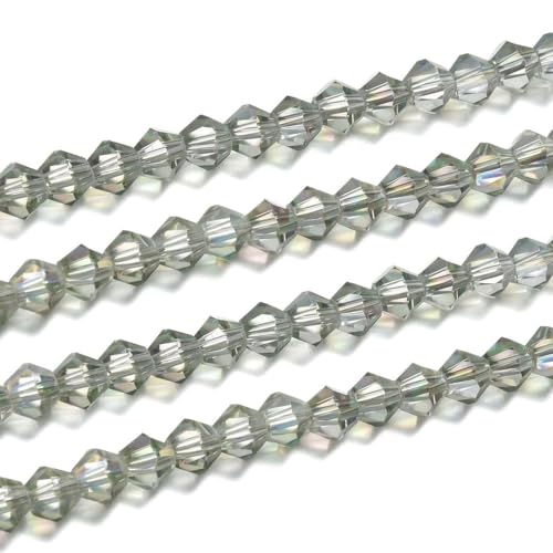 250pcs Czech 6mm (0.24 Inch) Faceted Bicone Crystal Glass Loose Beads Spacer Bulk Light Green Shimmer for DIY Craft Jewelry Making CCB640 - color: Light Green Shimmer, size: 6mm - 250pcs