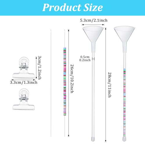 Quilax 6Pcs Beading Tools Kit, Beading Needles, Bead Funnel, and Clips for 0.2" Clay Beads Jewelry Making, Bracelets, Necklaces (Not Include Clay Beads)
