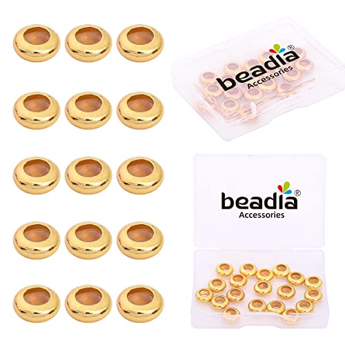 BEADIA 18K Gold Plated Stopper Beads 10x4.5mm 20pcs Rondelle Insert Silicon Length Adjust Spacer Beads for Jewelry Making Findings - color: Rondelle, size: 10x4.5mm