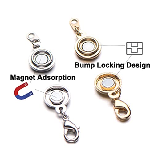 Zpsolution Locking Magnetic Clasps for Jewelry Necklaces Bracelets - Light and Small Keep the Clasp in Back - color: 4 Gold and 4 Silver