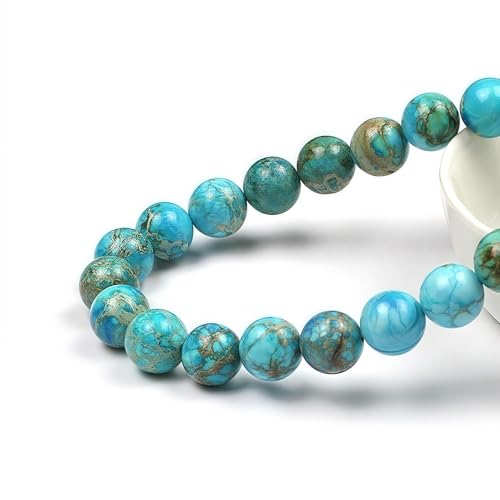 MJDCB 12mm Light Blue Imperial Jasper Gemstone Beads Round Loose Stone Bead for Jewelry Making Bracelets Necklaces - color: Light Blue Imperial Jasper, size: 12mm