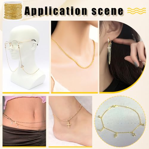 PH PandaHall 33 ft Necklace Chains 2.2mm Golden Iron Cross Chains Link Flat O-Shaped Cable Chains Craft Jewelry Chain for DIY Necklace Bracelet Jewelry Making Valentine, 3x2.2x0.6mm - color: Golden-3x2.2x0.6mm, size: 3x2.2x0.6mm