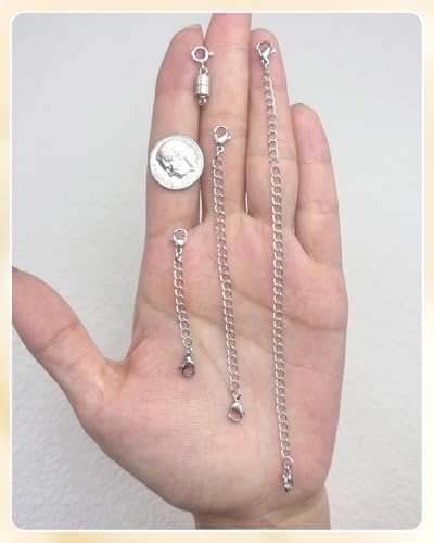 MKCYD Necklace Extender and Magnetic Necklace Clasp, Magnetic Clasps for Bracelet Extenders Gold and Sliver Chain Extension for Jewelry Repair Kit - color: 14Pcs | Gold & Silver