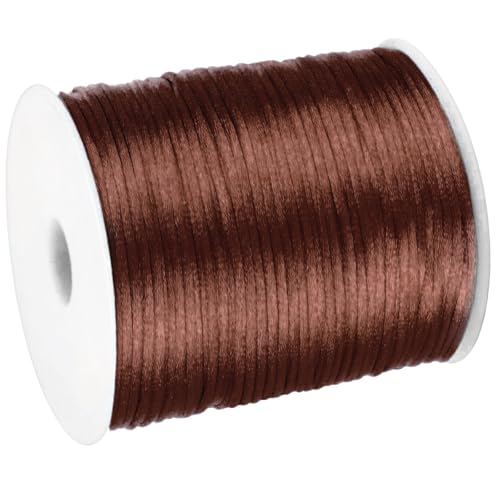 2mm x 300Feet Satin Nylon Cord, Silky Smooth Nylon String for Jewelry Making Bracelet Necklaces Beading Thread Rattail Macrame Kumihimo Chinese Knot Craft (Dark Brown) - color: Dark Brown