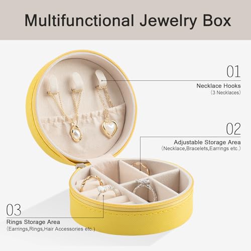 12-Pack Softball Jewelry Box Bulk Team Gifts for Girls, Yellow Round Mini Travel Jewelry Case Organizer for Softball Players Coaches, Senior Night Tournament Gifting, Optic Yellow - style: Softball