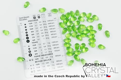 Czech 50-Piece Glass Beads, 6x9mm, Teardrop Transparent Simple Green - color: Simple Green