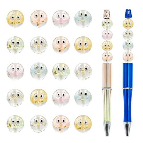 20Pcs 16mm Luminous Eye Focal Round Beads for Pens Eye Fancy Space Beads for DIY Craft Beadable Pens Keychain Bracelet Necklace Earrings Jewelry Making - color: Eye