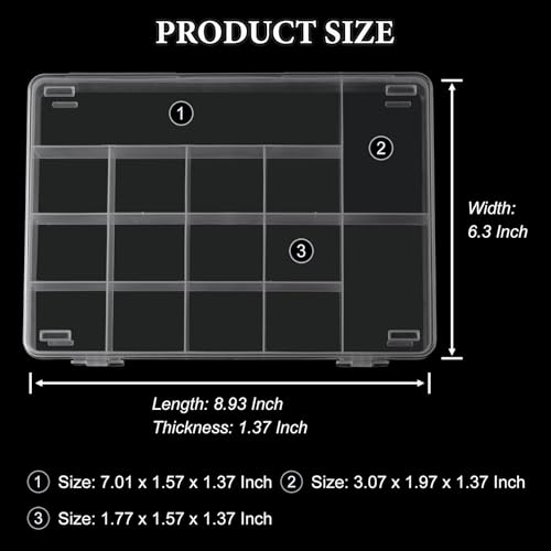 SUTOKAKA 1Pc 15 Grids Plastic Organizer Storage Box for Jewelry Small Components Fixed Dividers Bead Container Tools Holder Case for DIY Nail Crafts Beading Art Supplies - size: 15