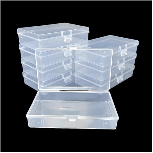 8 Pcs Plastic, Mini Clear Bead Storage Boxes with Hinged Lid and Rectangular Clear Craft Storage Boxes, Jewelry and Organizer,Nail Tool Box,Circuit board storage(8, 5.3" x 3.1" x 1.2") - size: 8 Pieces Same Size