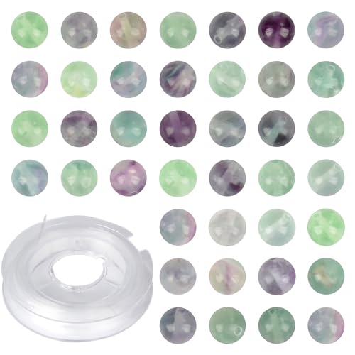 4mm 200pcs Natural Stone Round Beads Fluorite Genuine Stone Beading Loose Gemstone DIY Charm Smooth Beads for Bracelets Necklaces Earrings Hole Size 1mm (Fluorite 4mm) - color: Fluorite, size: 4mm