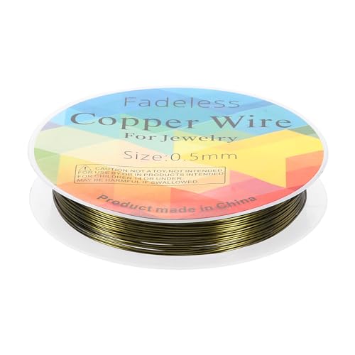 HARFINGTON 20ft Jewelry Wire, 24 Gauge (0.5mm) Brass Craft Soft Metal Tarnish Resistant Copper Beading Wire for Jewelry Making Supplies Crafting, Ancient Blue - color: Ancient Blue, size: 24 Gauge x 20ft