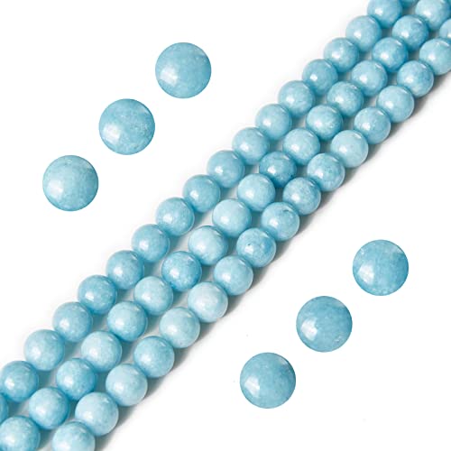 35pcs 10mm Deep Aquamarine Beads Natural Gemstone Beads Round Loose Beads for Jewelry Making - color: Aquamarine, size: 10mm
