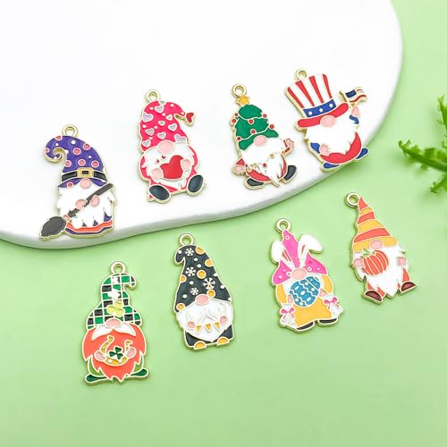 16pcs Alloy enamel traditional festival Easter Christmas dwarf set pumpkin heart-shaped clover Pendant Jewelry Making DIY Keychain Earrings Pendant Various Design Charms for Jewelry Making Bracelets Necklace (SN1070) - color: SN1070