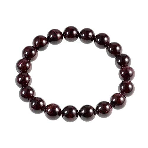 AD Beads Natural Gemstone Round Beads Stretch Bracelet Healing Reiki 10mm (Garnet) - color: Garnet