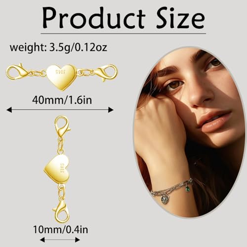 925 Silver Magnetic Necklace Clasps and Closures, Double Lobster Magnetic Necklace Clasps for Bracelet and Necklace Extender (3golden) - color: 3golden