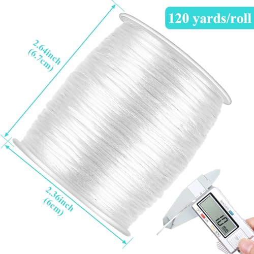 Anezus White Nylon Cord, Nylon Craft String, Silky Satin Rattail Cord Beading String for Braided Bracelets, Pendants Necklace, Macrame Keychains, Lanyards, Drawstring Bags, DIY Crafts, Sewing Projects - style: White