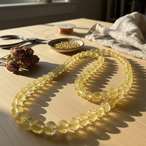 DandS ltd Crackle Lampwork Glass Beads for Jewelry Making, Golden, Vibrant DIY Bracelets, Necklaces, Earrings, Beading Supplies & Craft Kits for Handmade Jewelry, 80pcs 0.39 inch (10mm), #J223-10 - color: Golden