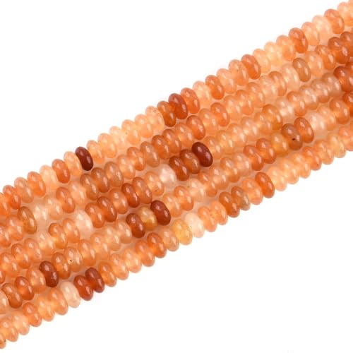 165pcs 4x2mm Natural Red Aventurine Disk Rondelle Spacer Stone Semi Precious Gemstone Loose Beads for Jewelry Making 15 Inch - color: Red Aventurine