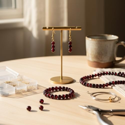 DandS ltd Crackle Lampwork Glass Beads for Jewelry Making, Red Garnet, Vibrant DIY Bracelets, Necklaces, Earrings, Beading Supplies & Craft Kits for Handmade Jewelry, 80pcs 0.39 inch (10mm), #J282-10 - color: Red Garnet