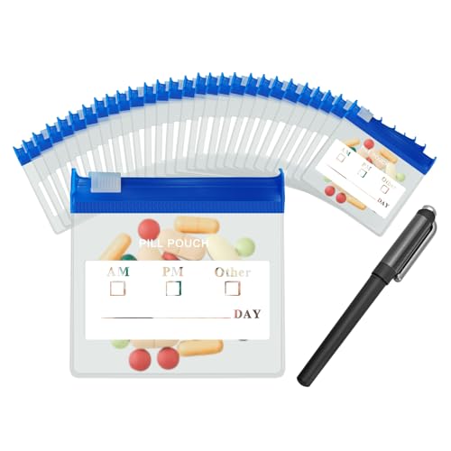 36 Packs Color Pill Pouch Bags 12mil 3 x 2.75 Inch bpa-Free, Frosted Clear EVA Materials, Heavy-Duty Thick Plastic Bags, Seal Zipper for Travel Medicine Organizer, Jewelry, Small Craft Pieces-Blue - color: Frosted & Blue, size: Pack of 36