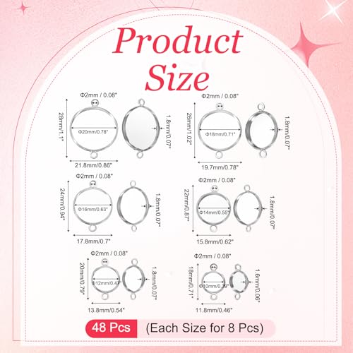PATIKIL Pendant Trays for Jewelry Making, Blank Pendants Iron Double-hanging Bezel Settings Flat Base for Necklace Bracelet Charm - color: Silver Tone