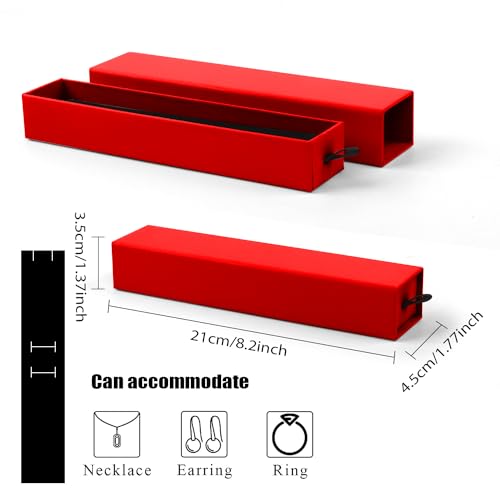 Lainrrew Jewelry Gift Box, Luxury 12-Pack Jewelry Gift Box Velvet-Lined, Compact Drawer Style for Earrings & Rings, Stylish Necklace Bracelet Organizer, 8.3x1.8x1.4 Inches (Red) - color: Red