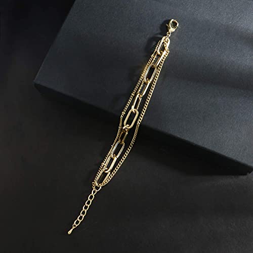 Waterproof Gold Chain Bracelet For Women Non Tarnish,14K Gold Plated Link Dainty Bracelets Stake Layered Bracelet Set Hypoallergen Gold Jewelry - color: Style-2