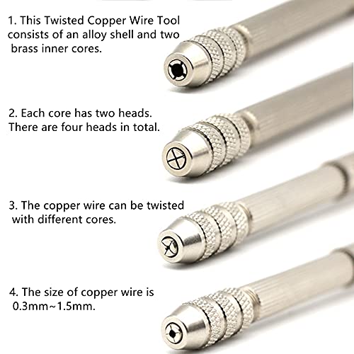 3PCS DIY Twisted Copper Wire Tool Winding Copper Wire for Jewelry Making, Artifact Handmade Antique Jewelry Accessories Mini Pin Vise Jewelry Making Tool (Tools&Copper)