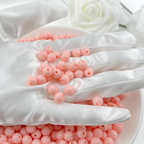 1000Pieces 6MM Acrylic Round Beads Round Acrylic Balls Chunky Beads Smooth Spacer Plastic Pastel Beads Craft Beads for Necklace and Bracelet Making Crafting Supplies(179-pale Pink) - color: 179-pale pink, size: 6MM