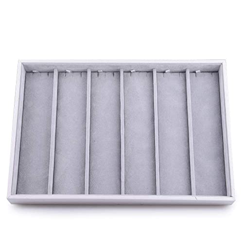 Oirlv Velvet Stackable Jewelry Tray Necklace Pendant Organizer Display Showcase Jewelry Storage trays - size: 6 Grids Necklace Tray
