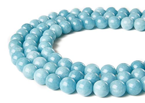 35pcs 10mm Deep Aquamarine Beads Natural Gemstone Beads Round Loose Beads for Jewelry Making - color: Aquamarine, size: 10mm