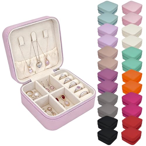 24 Pcs Travel Jewelry Box,Portable Mini Leather Jewelry Case Organizer without getting tangled together for Earrings,12 Colors