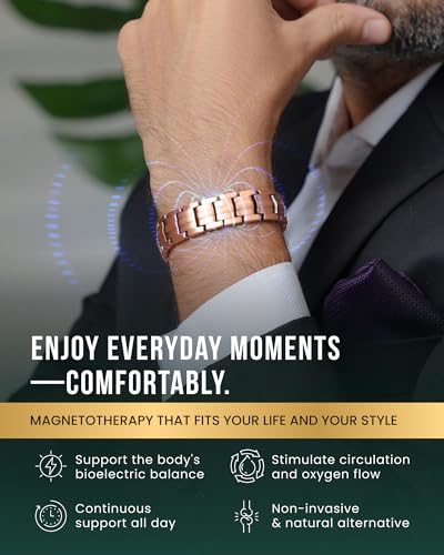 MagnetRX® Magnetic Copper Bracelet for Men — EllipseMAX 5X Strength 5,000 Gauss Magnets — Designed in USA & Patent Pending — Premium Mens Copper Bracelet with Adjustable Length - color: 5x Strength - EllipseMAX (5,000 Gauss)