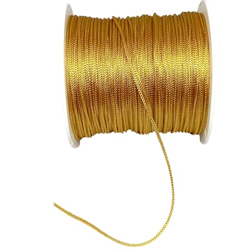 1.0 mm Polyester Cord Beading Thread for DIY, Multi Colors Options Macrame Friendship Necklace, Bracelet Jewelry Making String, Craft Making Accessories (Gold, 1.0 mm)