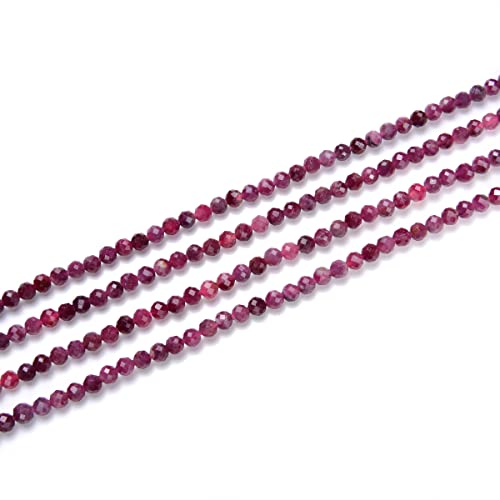 Adabele 15 Inch Natural Pink Tourmaline Healing Gemstone 3mm (0.12 Inch) Tiny Small Faceted Round Loose Beads Stone Spacer (120-130pcs) for Craft Jewelry Making GK3-1 - color: Pink Tourmaline, size: 3mm (0.12") - 15 inch/1 strand