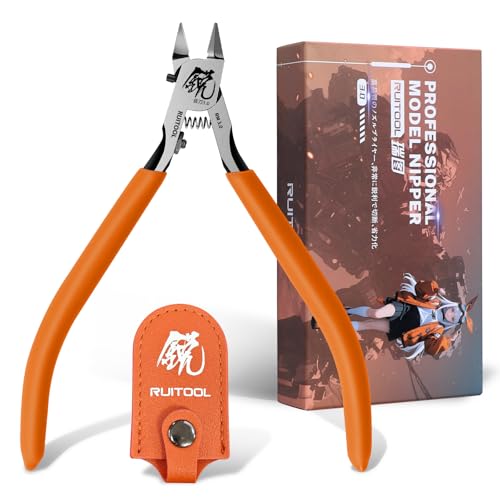 RUITOOL Model Nippers, Gundam Model Tools for Advancers to Repair and Fix Plastic Models, Ultra-thin Single Blade Gunpla Nipper, Non-slip Grip 4.7 Inch Sprue Cutter for Plastic Model Building - color: Orange