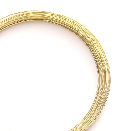 BEADIA 14K Gold Plated Wire 0.5mm 10 Meters Bead Cord for Bracelet Necklace Charm Beading Jewelry Making Findings - size: 0.5mm, style: 14K Gold