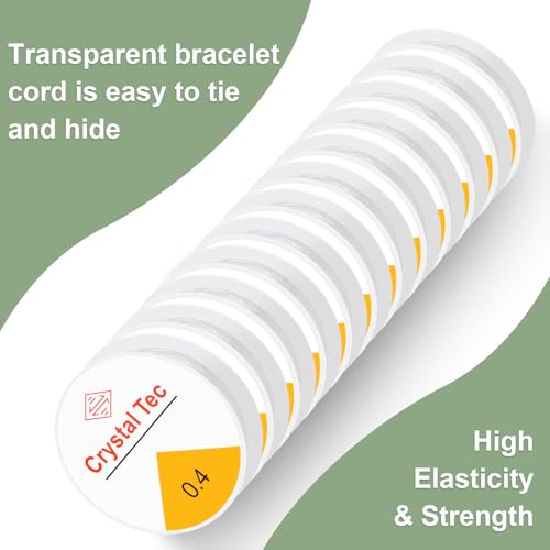 Phinus 12 Roll Bracelet String, 6 Sizes (0.4-1.0mm), Elastic, Transparent, Perfect for Jewelry Making