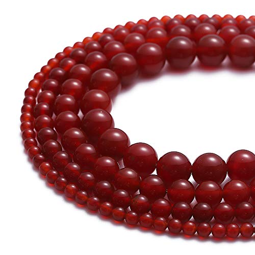 BEADIA Natural Red Agate Stone Round Loose Semi Gemstone Beads for Jewelry Making 4MM 89PCS - color: Red Agate, size: 4mm