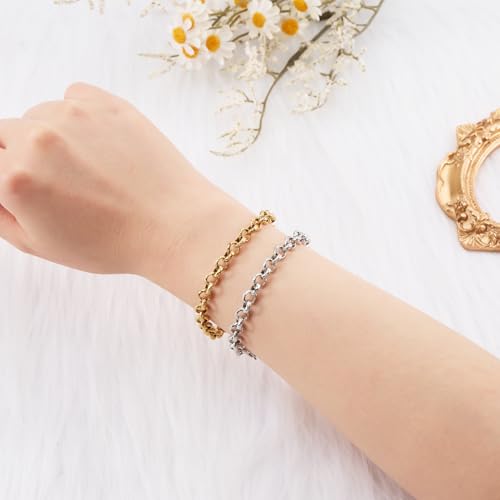 KYUNHOO 16.4 Feet Embossed Circle Chain for Jewelry Making Stainless Steel Bracelet Crafting Chain Silver Jewelry Findings for Men Women DIY Necklace Earrings - color: Circle Silver