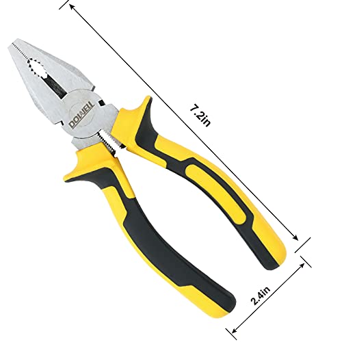 DOWELL Lineman's Pliers with Wire Cutter - 7 Inch Nickel Chromium Steel Construction Professional Handle - size: 7" Lineman's Pliers