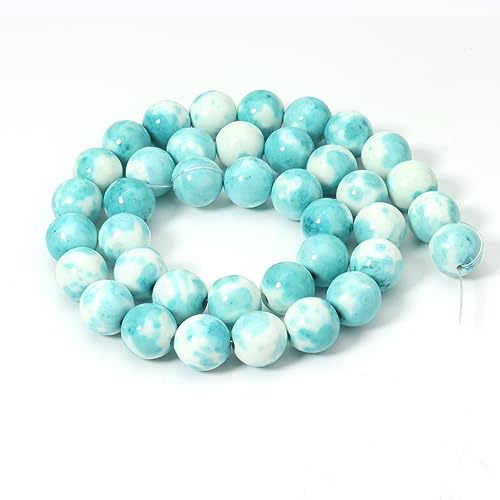 60pcs 6mm Natural Blue Rain Flower Gemstone Beads Energy Healing Crystal Round Loose Stone Beads for Jewelry Making, DIY Bracelets Necklaces - color: Blue Rain Flower, size: 6mm