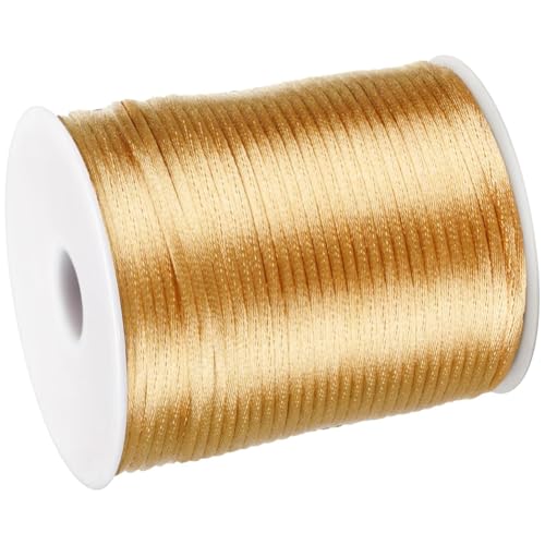 2mm x 300Feet Satin Nylon Cord, Silky Smooth Nylon String for Jewelry Making Bracelet Necklaces Beading Thread Rattail Macrame Kumihimo Chinese Knot Craft (Khaki ﻿) - color: Khaki ﻿