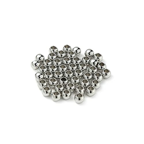 60 Pcs 304 Stainless Steel Smooth Round Spacer Beads 3mm Hole,Seamless Loose Beads for DIY Bracelet Jewelry Making Findings 6mm - color: steel, size: 6*3mm