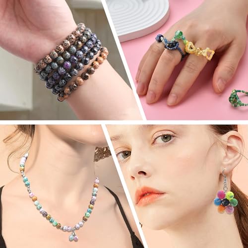 200pcs 8mm Crystal Beads for Jewelry Making Adults, 10 Colors Bracelet Beads Gypsy Polka Dot Round Glass Beads for DIY Bracelets Earrings Necklaces Crafts - color: Style 3