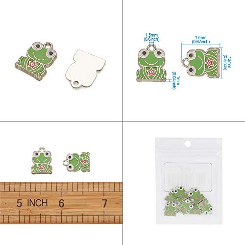 Craftdady Enamel Dangle Charms Pendant Food Animal Flower Cute Charms Colorful Metal Fruit Pendants Hang Ornament for Craft Bracelet Necklace Earring Key Chains Jewelry Making - color: Green Frog