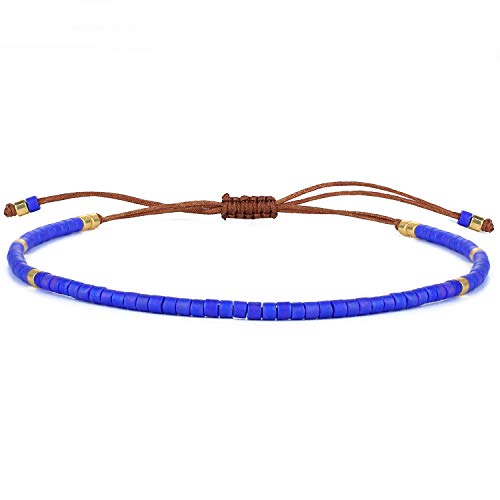 KELITCH Adjustable turquoise bead bracelet single color knitting friendship bracelet fashion jewelry daily wear gift (28 color selection) - color: Blue 04K
