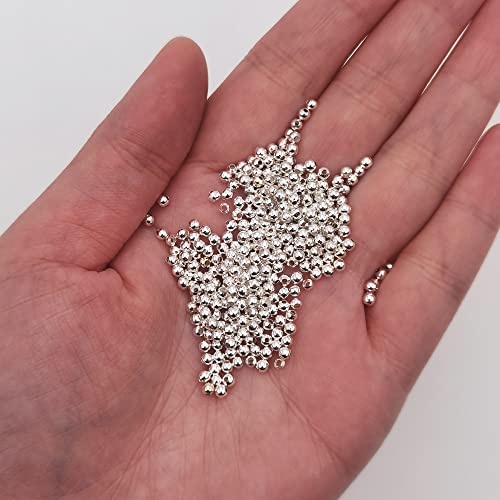 4000 Pieces Tiny Size 2.4mm Silver Iron Metal Spacer Bead Round Loose Beads - size: 2.4mm