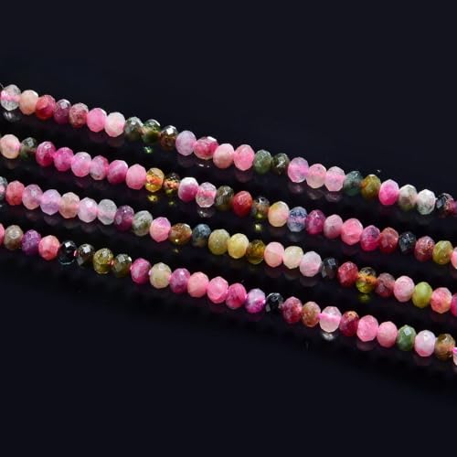 Adabele 15 Inch Natural Pink Tourmaline Healing Gemstone 3mm x 2mm Tiny Small Faceted Round Rondelle Loose Beads Stone Spacer (160-170pcs) for Craft Jewelry Making GK-A1 - color: Pink Tourmaline, size: 3mm x 2mm - 15 inch/1 strand