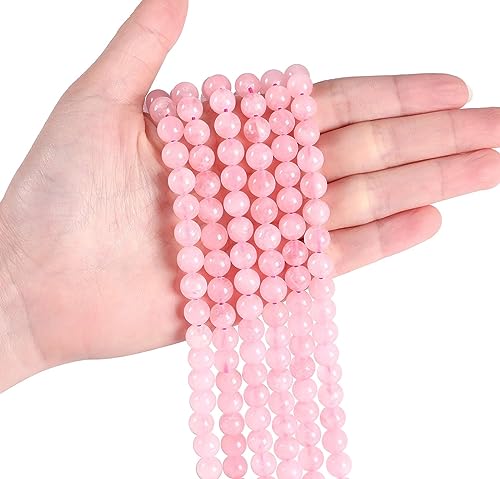 LAIDANLA Rose Quartz 8mm Natural Stone Beads Round Loose Gemstone Stone Beads for DIY Bracelet Necklace Earrings Jewelry Making Polishing Genuine Real Beading Crystal 96PCS 2 Strand 32" - color: K-Rose Quartz, size: 8mm